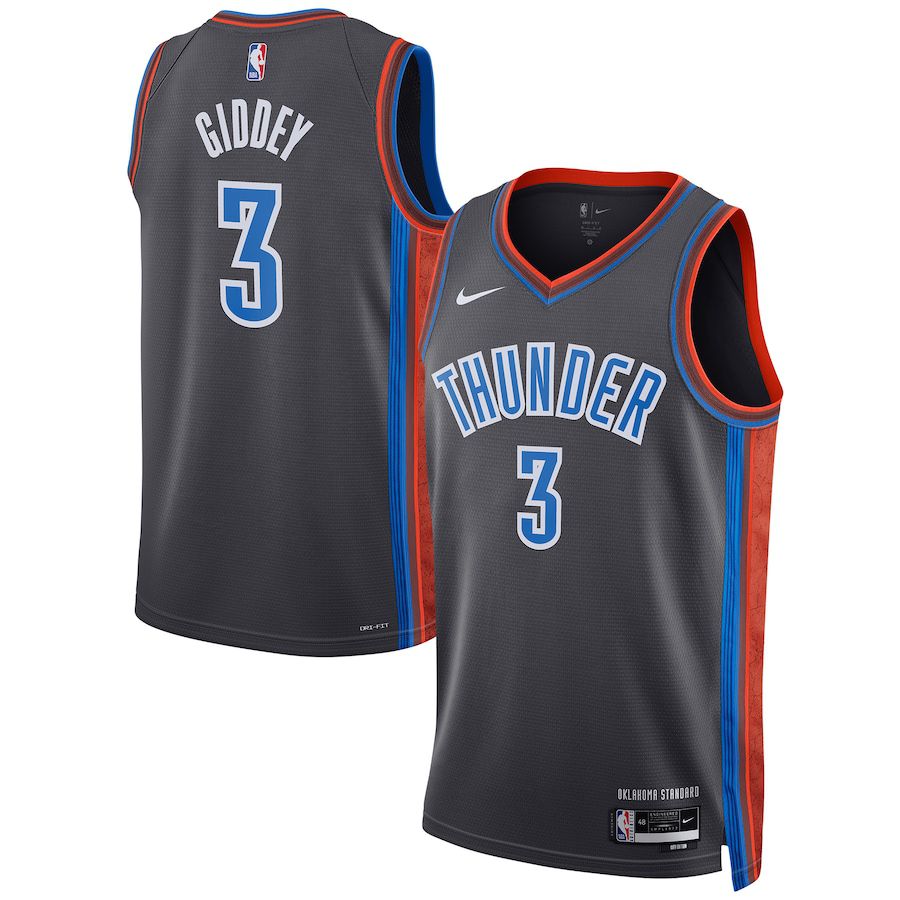 Men Oklahoma City Thunder 3 Josh Giddey Nike Gray City Edition 2022-23 Swingman NBA Jersey